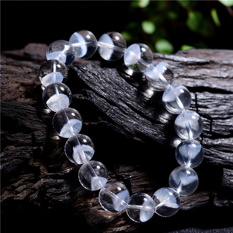 Natural Clear Quartz Pyramid Beaded Bracelet Unisex Elastic Stretch Band Mindfulness Clarity Stone Wristband Yoga Jewelry Gifts