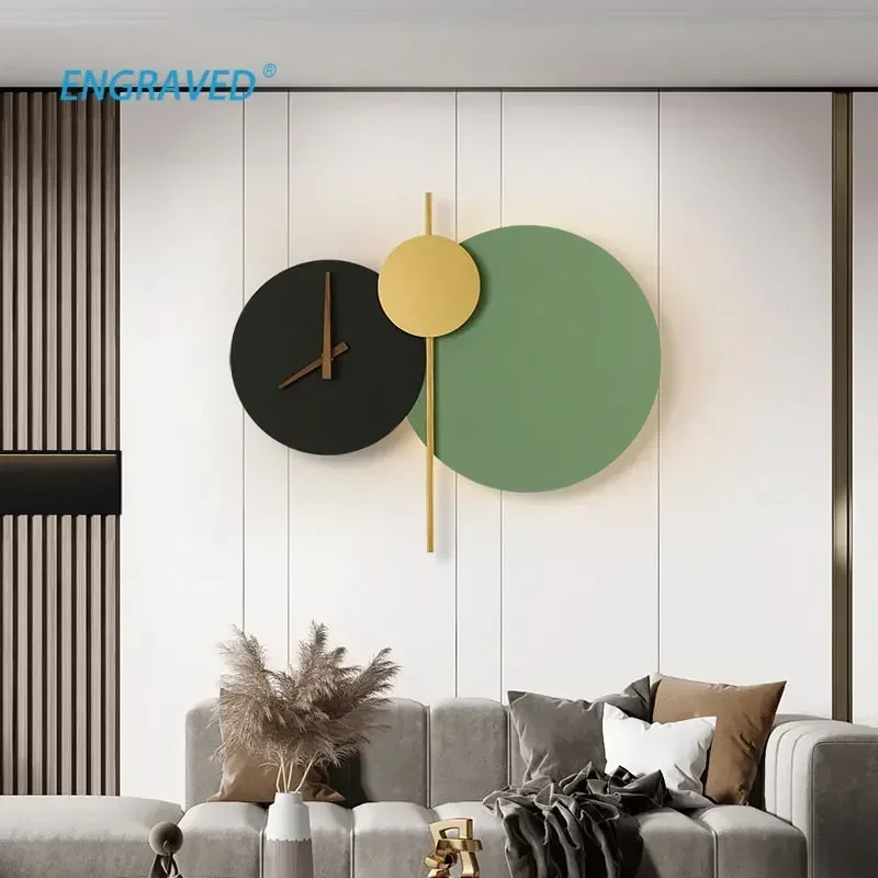 Nordic Creative Light Luxury Design Style Silent Clock Wall Lamp Living Room Bedroom Study Background Wall