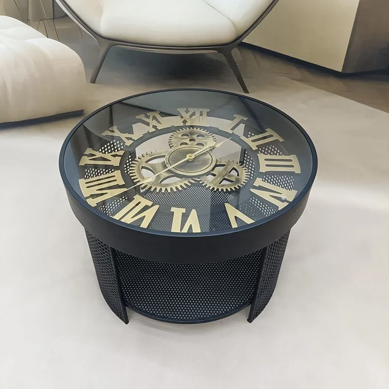 &c Vintage Roman Clock Art Coffee Table Modern Design for American Nordic Style for Living Room Bedroom Hotel Homestay Glass