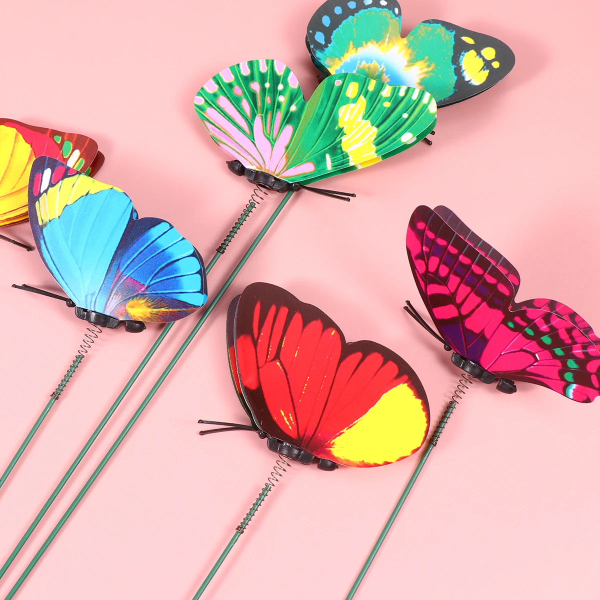 

24 Pcs Simulation Butterfly Dragonfly Decor Rods Green Ornaments Vase Flowerpot Craft Bonsai Home Office Desk