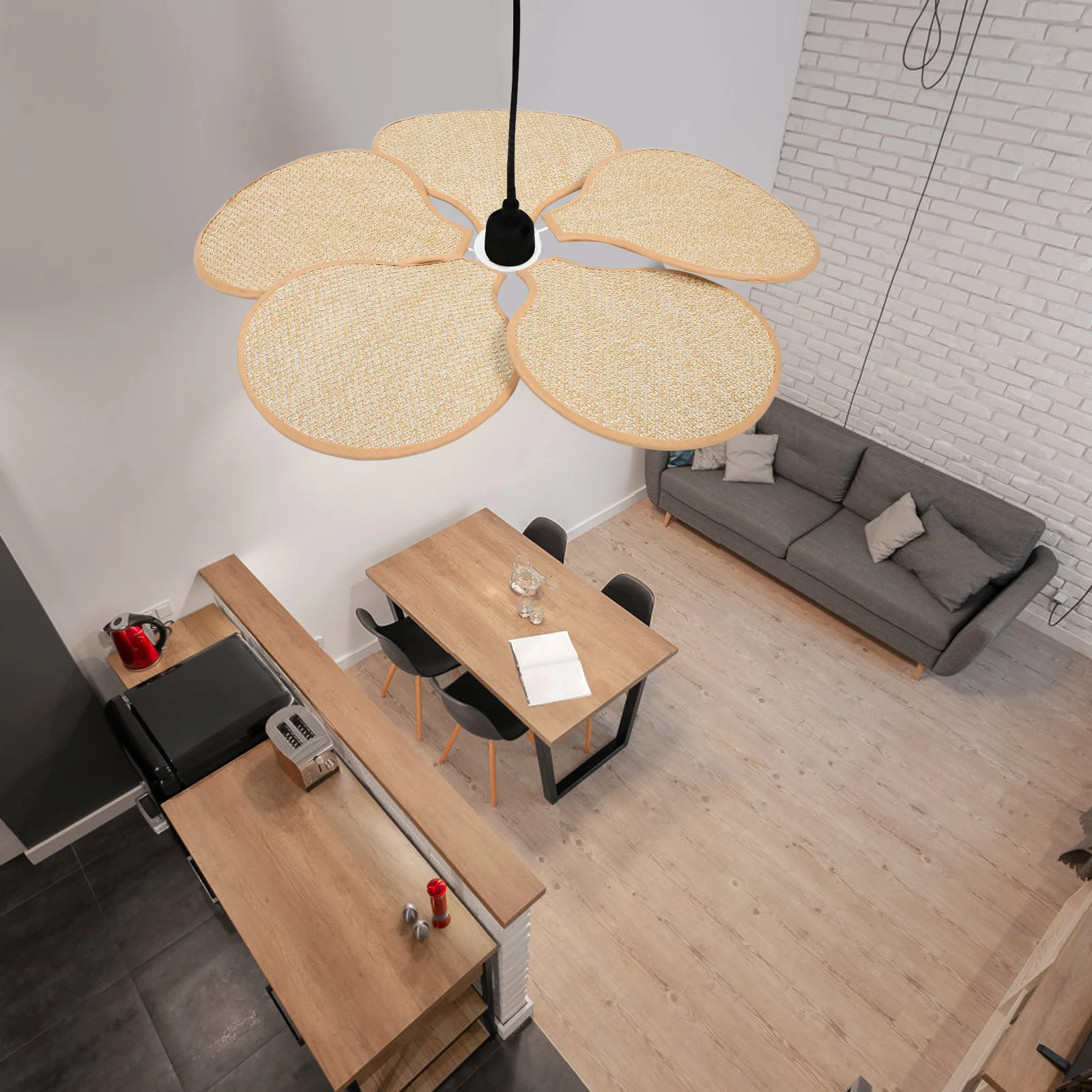 

1Set Boho Petal Lamp Shade E27 Pendant Light Fixture Replacement Cloth Lamp Shade Cover Stylish Minimalist Design for Indoor