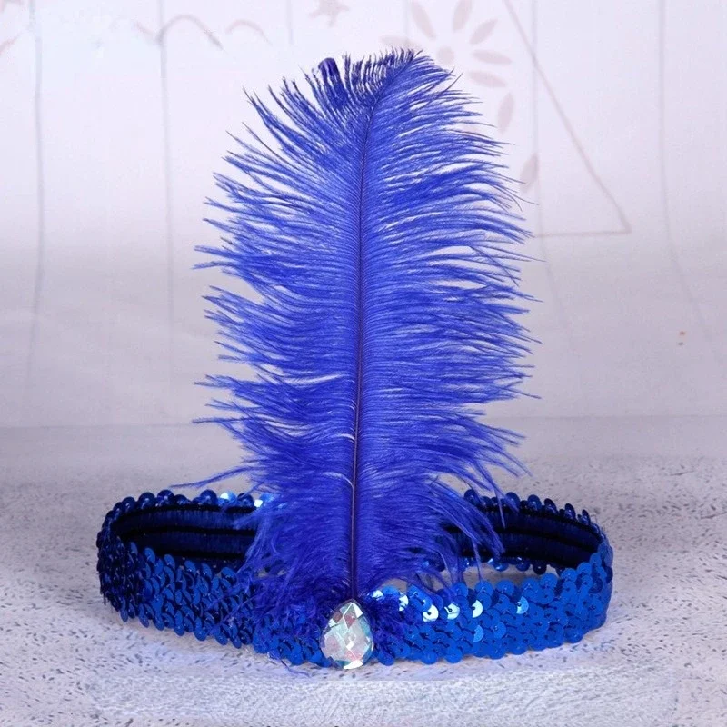 20pcs Child Adult Sequin Feather Headdress Color Girl Makeup Ball Decoration Carnival Party Accessories Cosplay Halloween