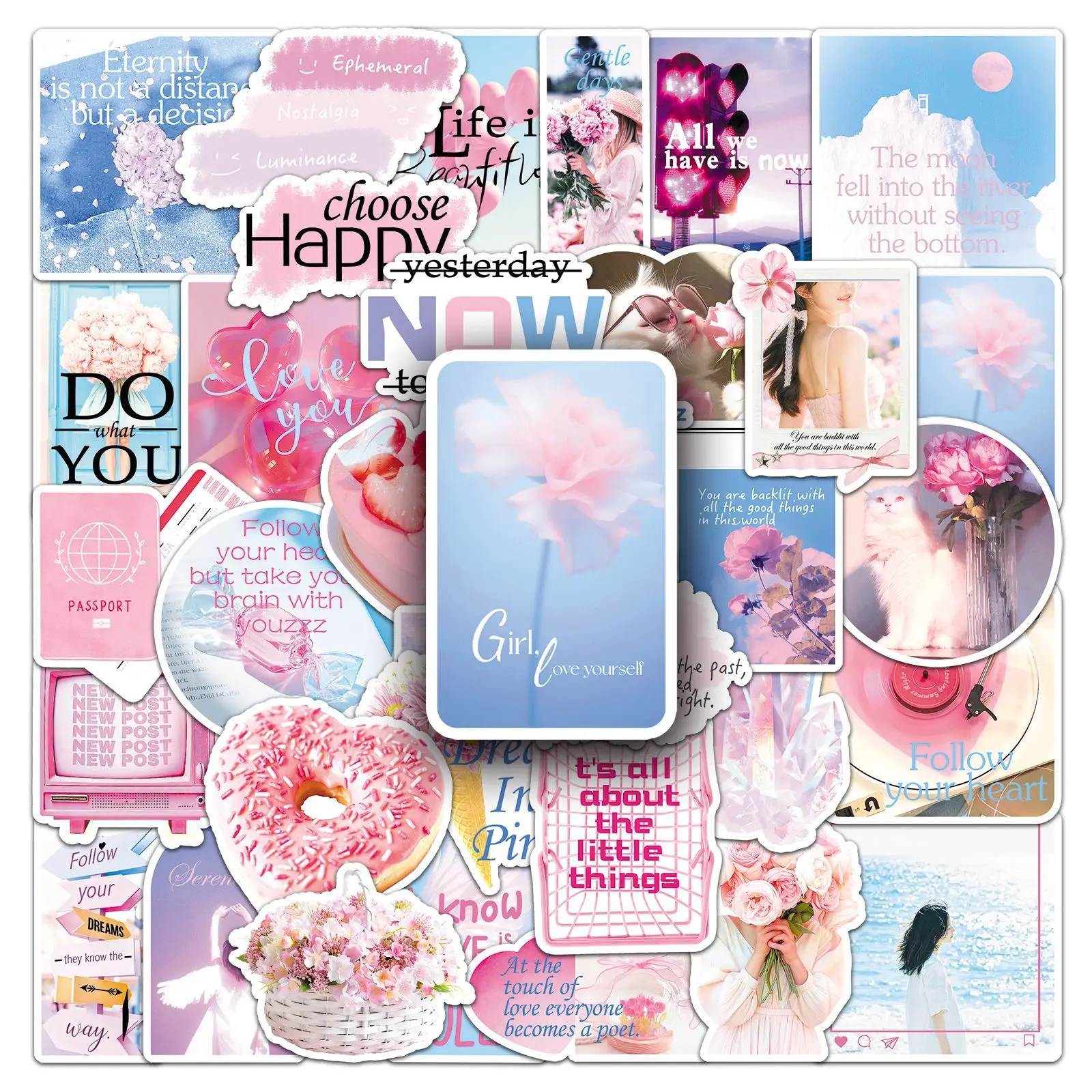 

10/50PCS Pink Cute INS Style Graffiti Sticker DIY Decoration Mobile Phone Case Waterproof Notebook Water Cup Toy Gift Sticker