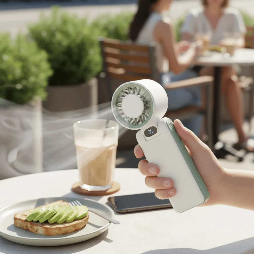 

Портативный ручной вентилятор с LED-дисплеем, аккумулятор 3600 мАч, 199 скоростей, мощный ветер, миниатюрный, складной