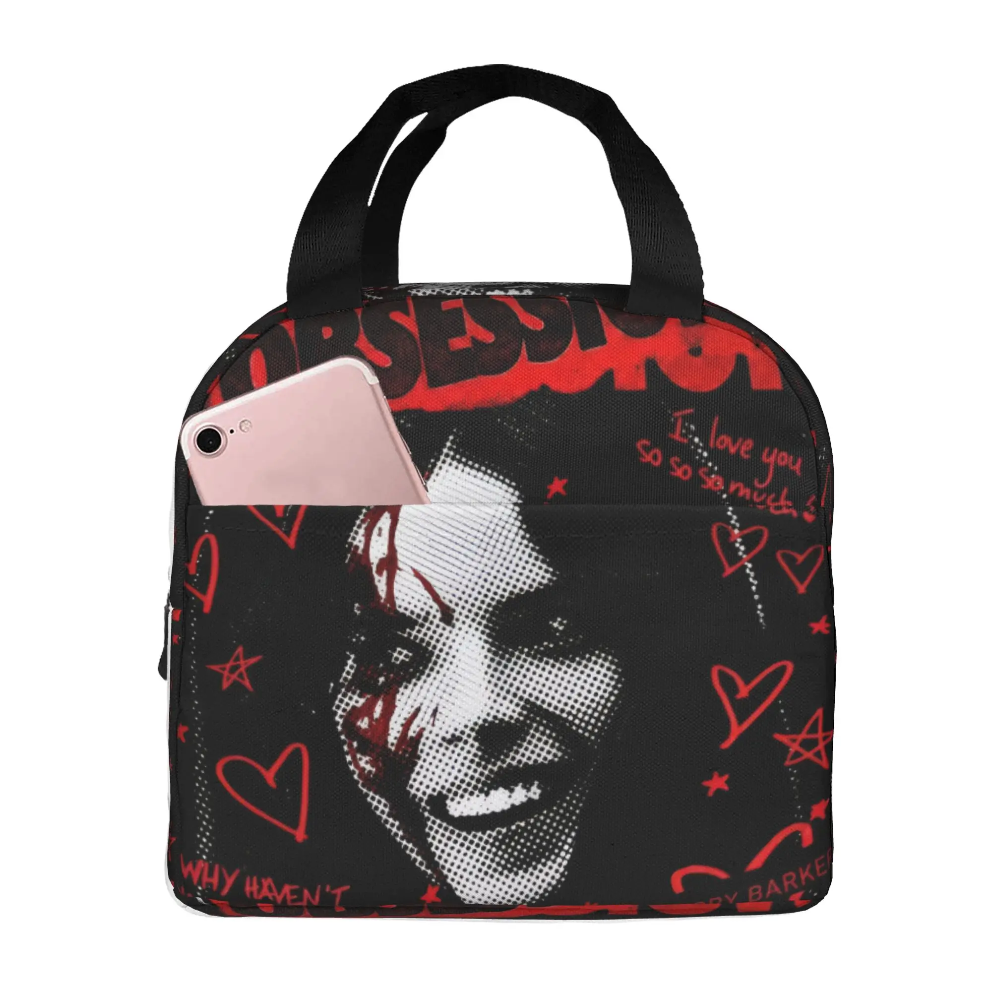O-Obsessions Thermal Insulated Lunch Bags Women Scary Film Portable Lunch Tote for School Office Outdoor Storage Food Box