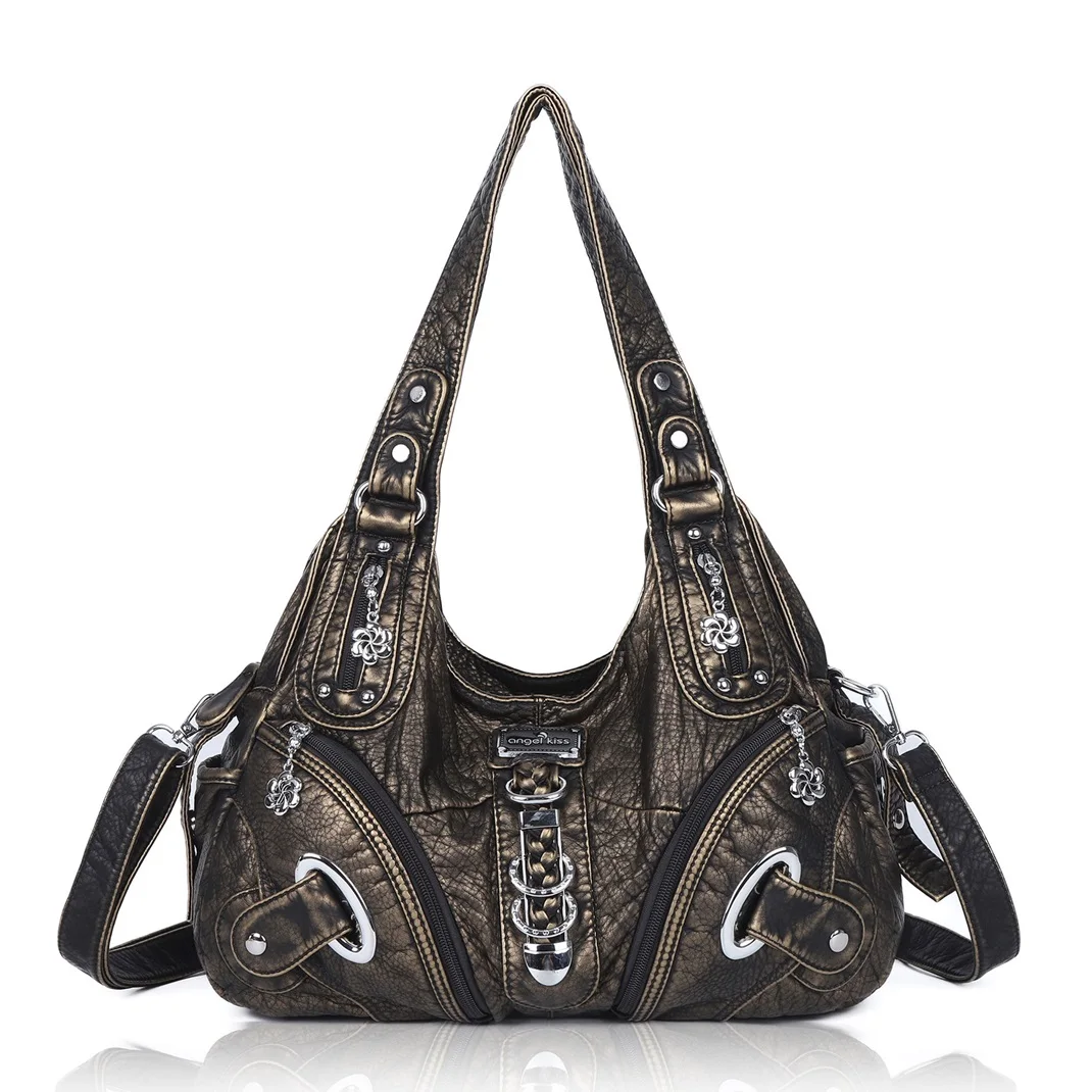 Angel Kiss Women's Fashion Shoulder Bag Large Top-Handle Satchel Dumpling Pack Multi-Pocket Coffee Shoulder Bag Purse image 3