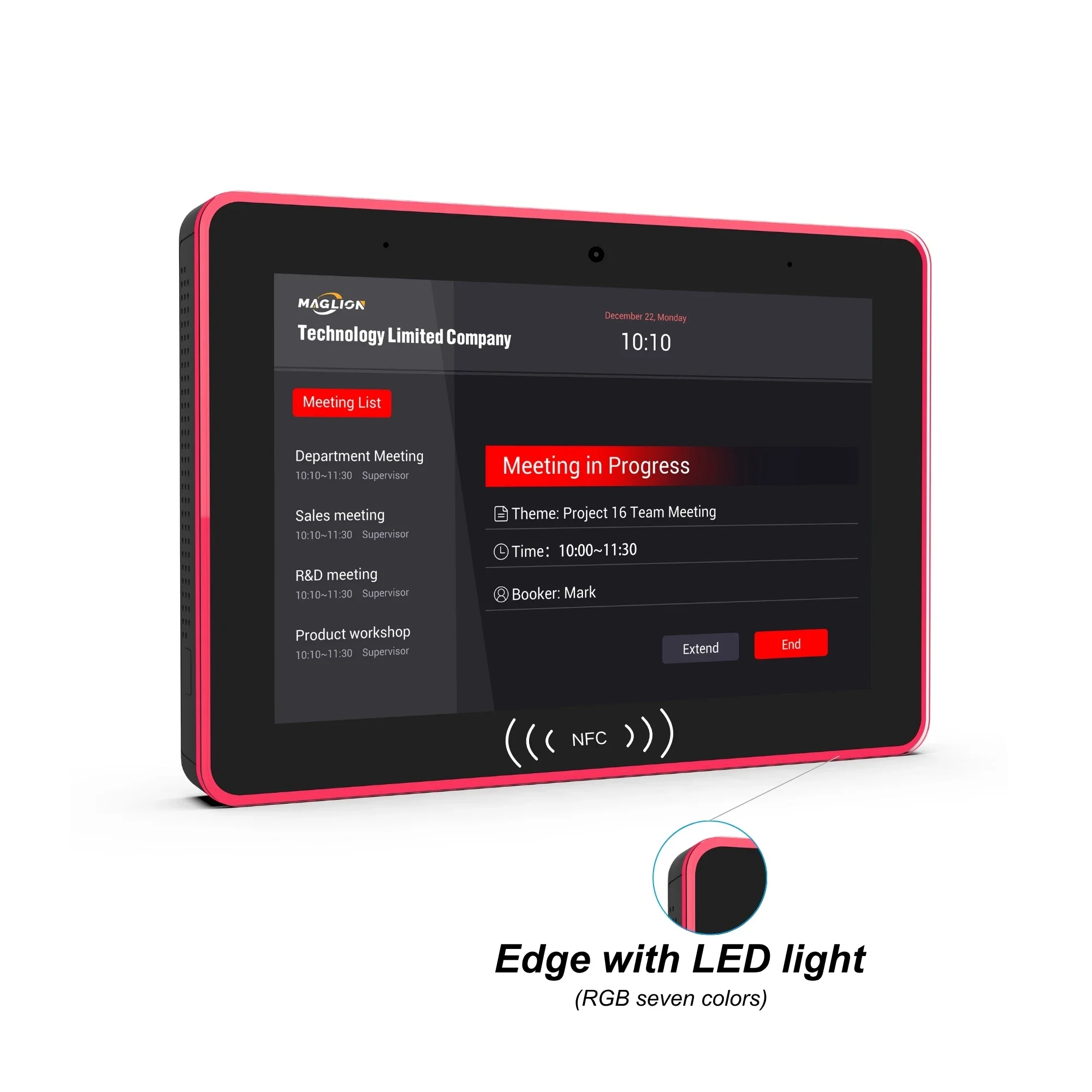 

In stock WA8058T 8 Inch Tablet Android 11 2GB Memory RK3568 WiFi 6 HD Display Edge with LED Light NFC POE for Meeting Reservatio