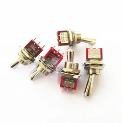1/5pcs Red Mini 3pin 6pin 6mm 2/3 Position Self-resetting Toggle Switches ON-(ON)DPDT Mini Toggle Switches 6A/125V 3A/250V MTS