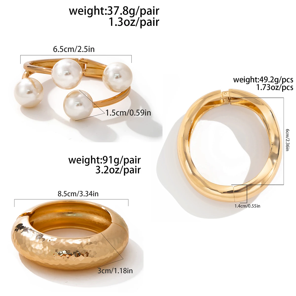 Ingemark 3 Style Creative Big Imitation Pearl Cuff Bracelet Women Trend 2025 Punk Heavy Metal Chunky Spring Bangle Steampunk Men image 4