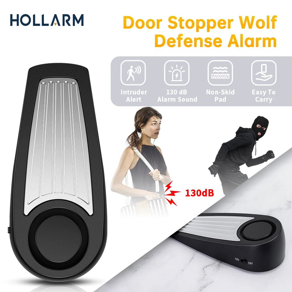 Hollarm Door Stop Alarm 120dB Anti Theft Alarm Home Safe Security Detection Wedge Doorstop for Travel Apartment Home