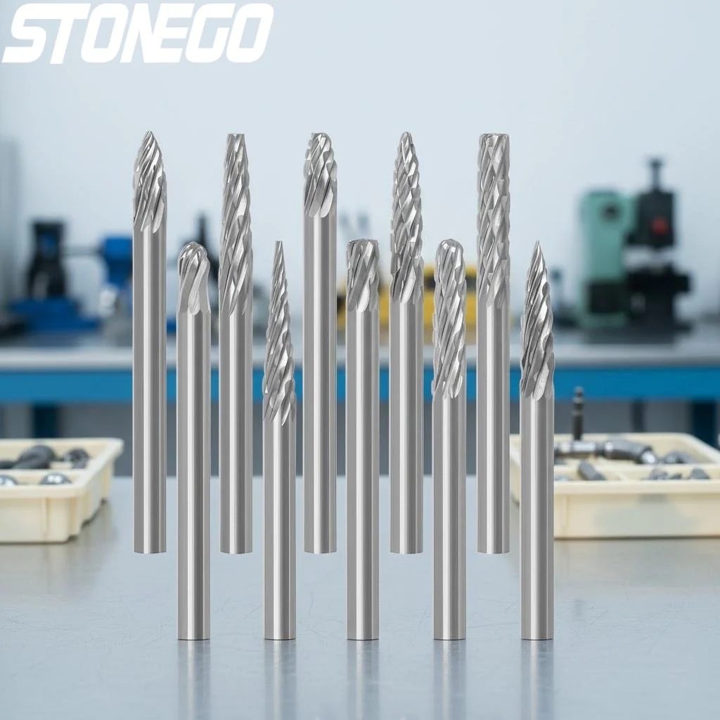 

10pcs Solid Carbide Burr Set 3mm Shank Heat Treated Rotary Tool Accessory Wood Metal Engraving