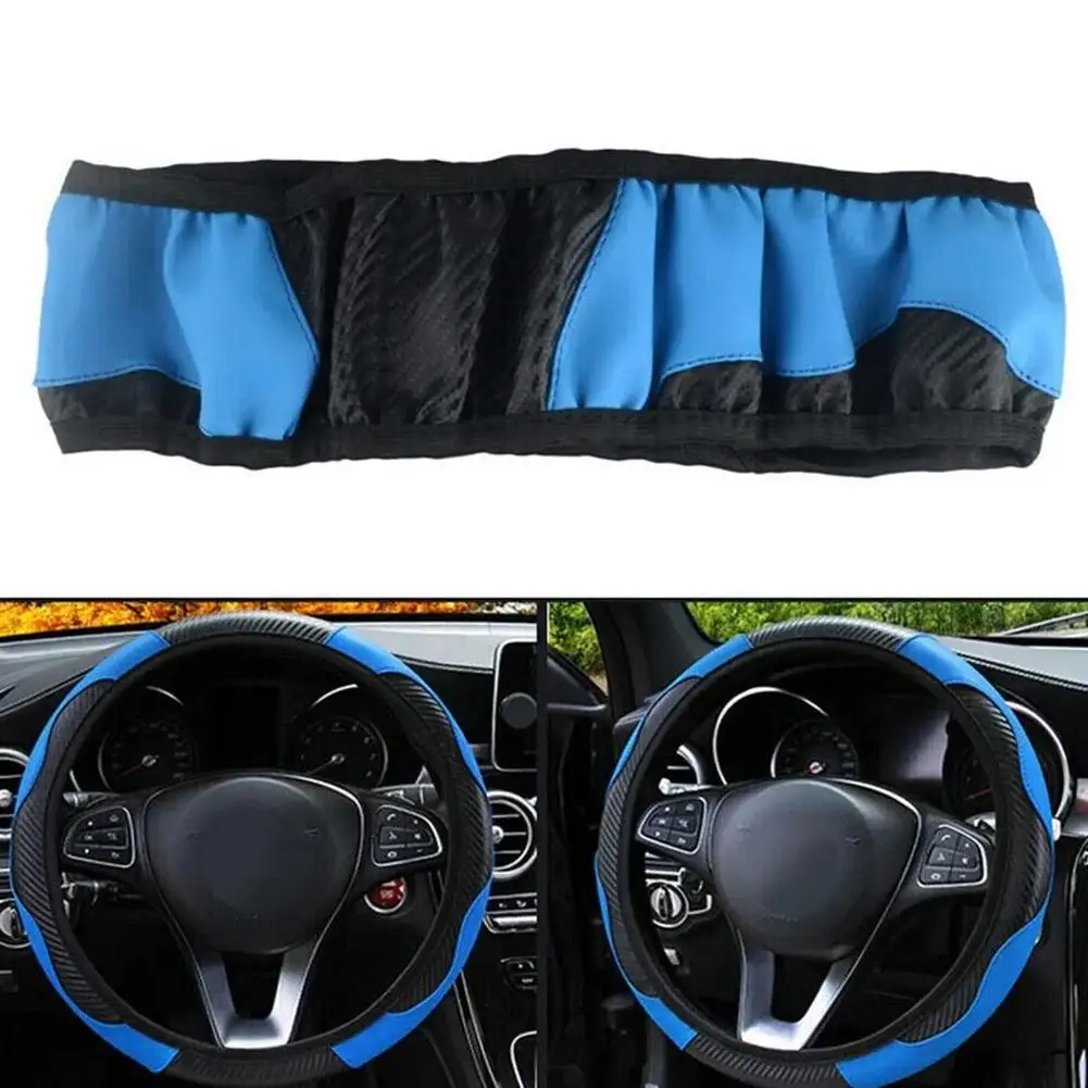 1 Uds. Funda Universal para volante de fibra de carbono de 15 pulgadas para diseño deportivo de coche agarre de cuero elástico antideslizante conducción segura