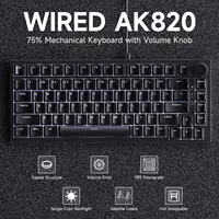 AK820 Red-Switch Mechanical Gaming Keyboard, 75% Layout, Hot-Swappable Switches, Featuring a USB-C Port, White Backlighting, Fiv 2