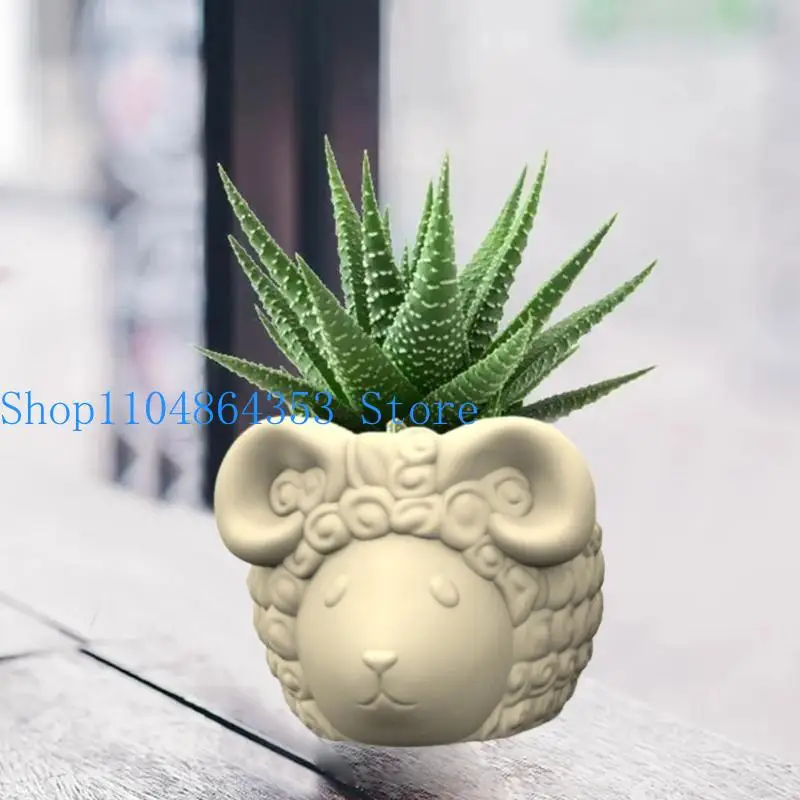 

652F Sheep Animal Concrete Silicone Pot Mold Flowerpot Clay Cement Plaster Molds DIY Home Garden Flower Pots Mould