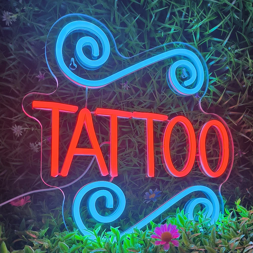 TATTOO Neon Lights Wall Signs for Tattoo Salon Studio Shop LED Neon Sign Fun Wall Art Decor for Business Stores Display Man Cave