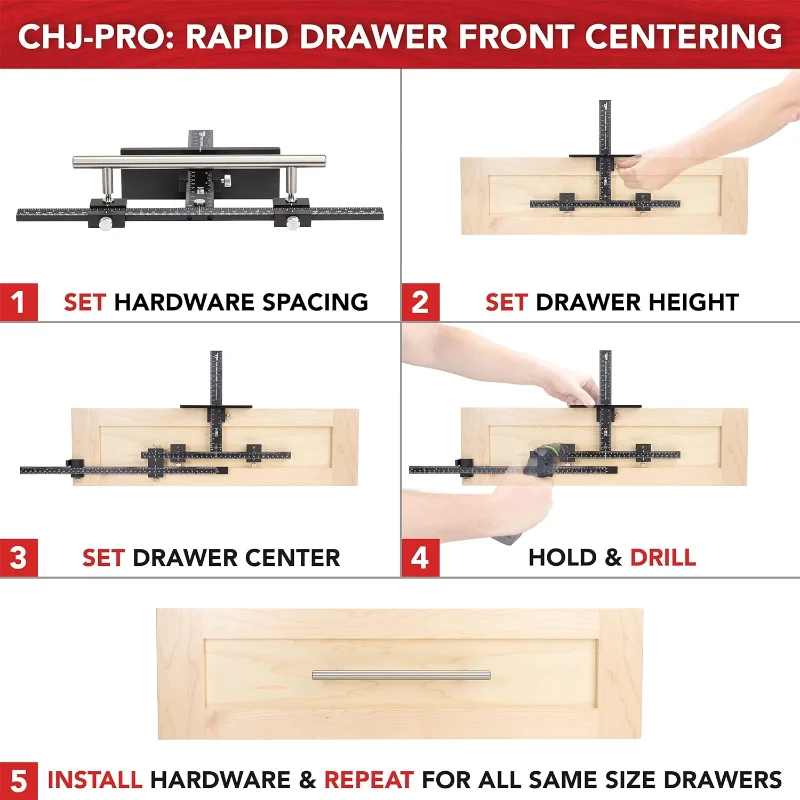 

True Position Tools PRO Cabinet Hardware Jig - Install Drawer Front Handles and Knobs Faster - Made in USA - Hand Calibrated