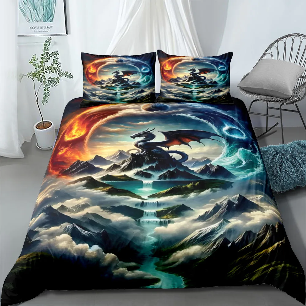 Yin and yang Dragon Fantasy Duvet Cover Set EU Single Double King US Twin Full Queen Size  Bedclothes