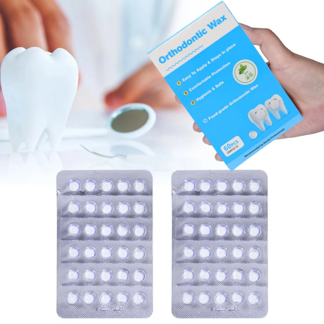 

60pcs/Box Dental Orthodontic Protective Wax for Braces Individually Packaged Anti-grinding Dental Denture Protection Oral Care