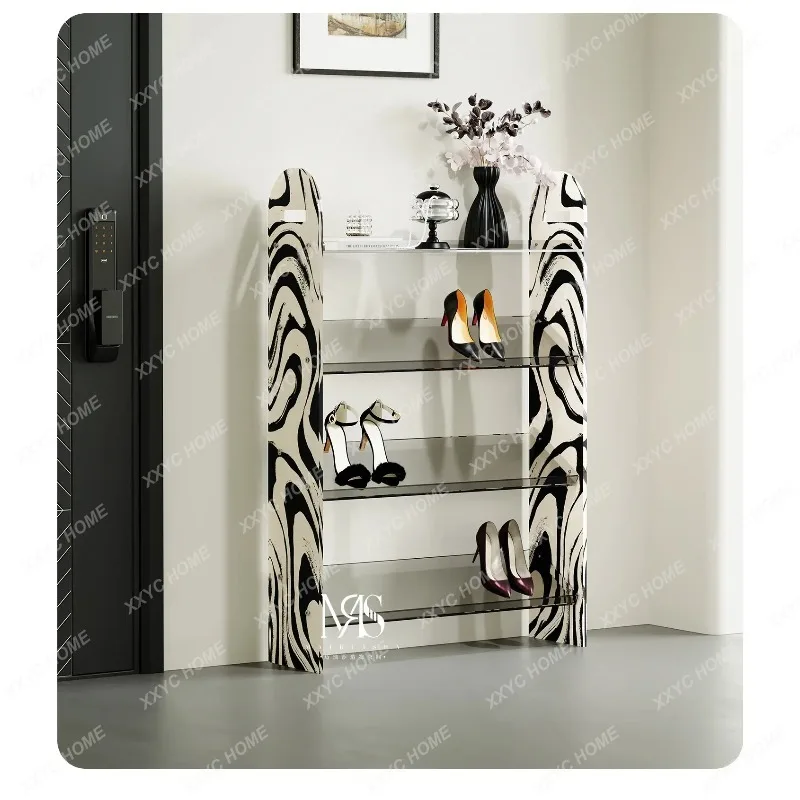 XX Zebra pattern acrylic transparent shoe rack multi-layer shelf