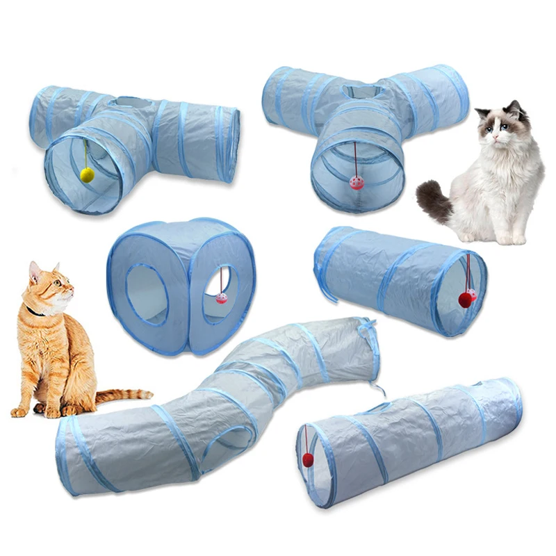 Gray Cat Tunnel Pet Supplies Funny Kitten Toys Foldable Toys For Cat Pet Training Interactive Fun Toy Play Tunnel Tube