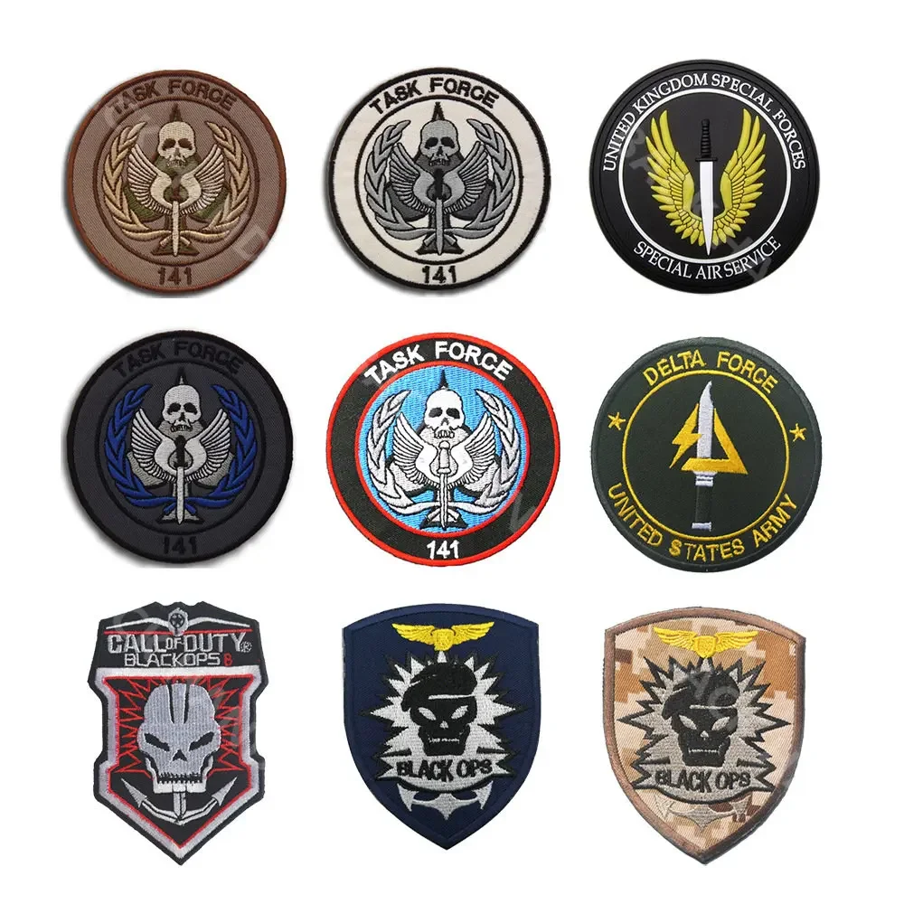 Task Force 141 3D Black Ops TASK FORCE Patches Special Forces Military Army Tactical Embroidery Patches Badges Armband