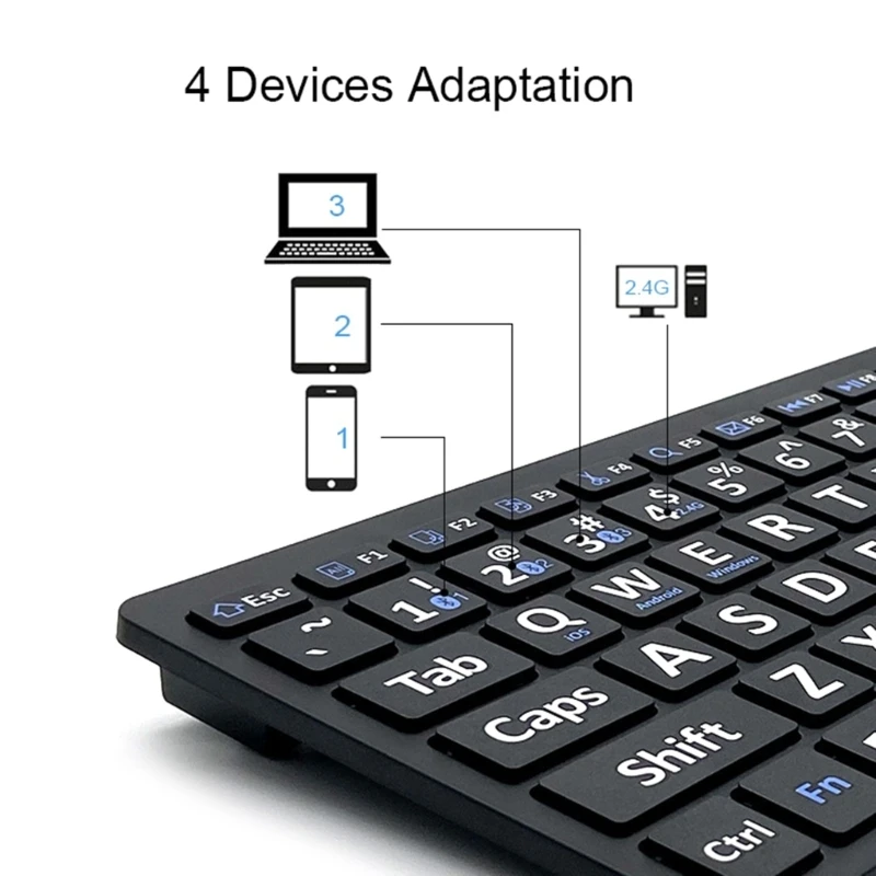 78 Keys Low Elderly Keyboard Large Font Print 2.4G Wireless Keyboard