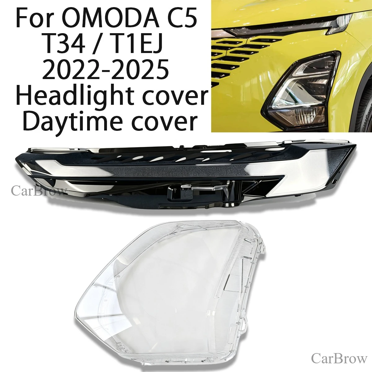 Fit For Omoda C5 / Omoda5 2022‑2025 T34 T1EJ Headlight Lens Cover & Daytime Running Light Lamp Cover Shell Auto Replacement Part