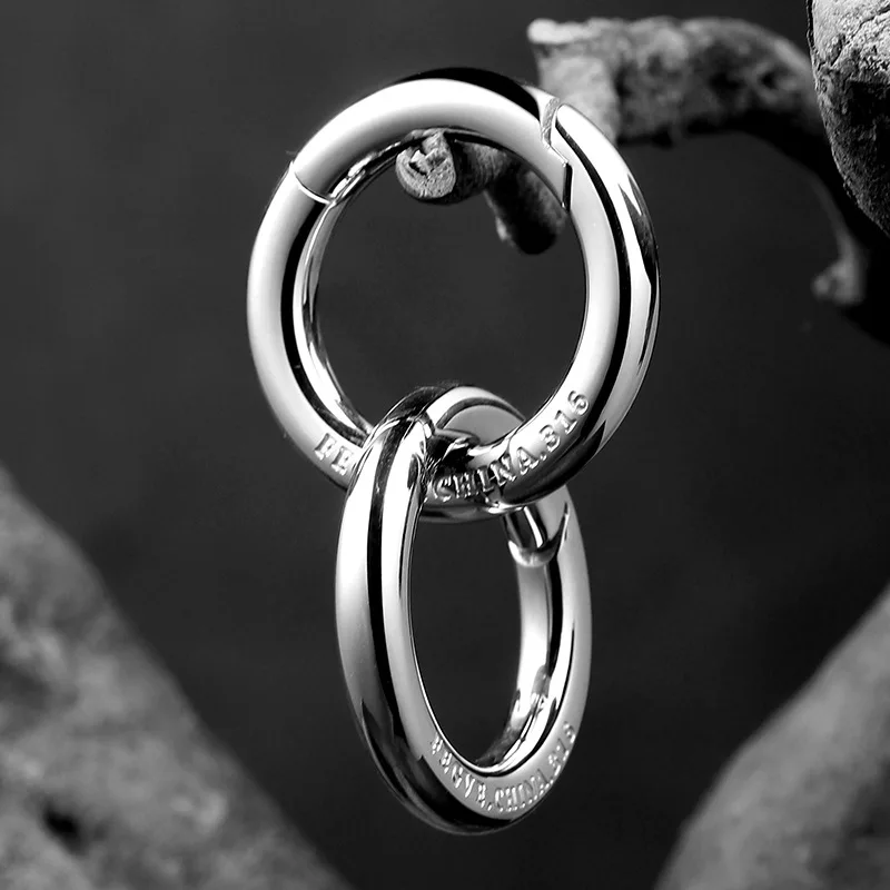 Stainless Steel Press Open Key Ring Men Waist Hanging Keychain Car Key Fob Buckle Key Chain EDC Key Holder Accessories