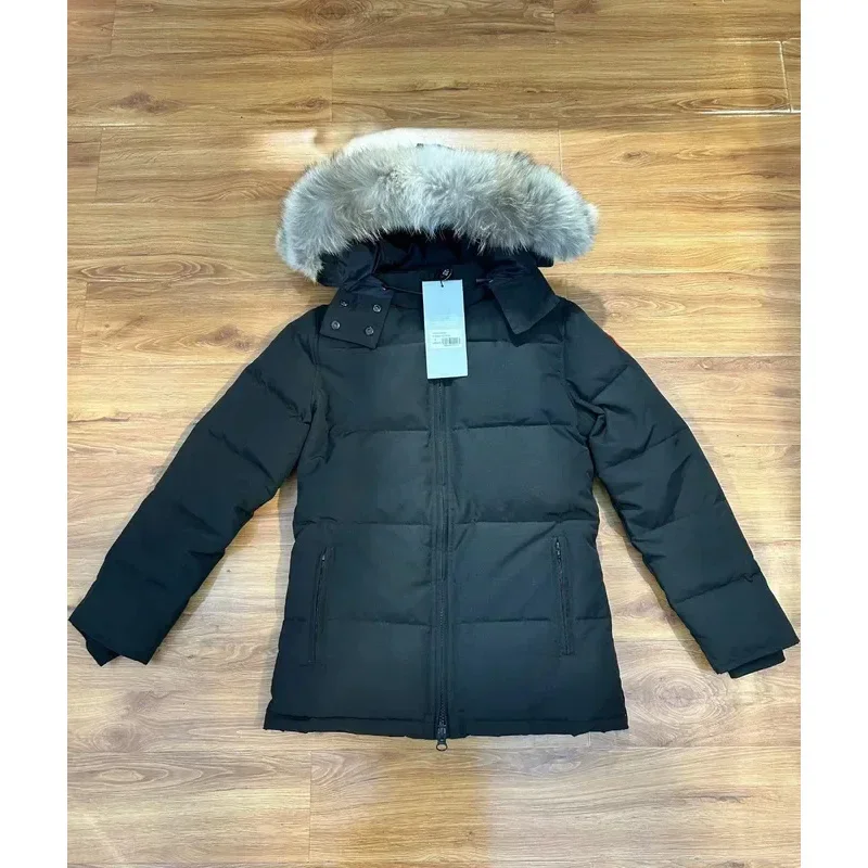 Cana * a Go * se Effen kleur winddicht crop pufferjack Winter dikke korte stijl 90% witte ganzendons jas Damesmode Co