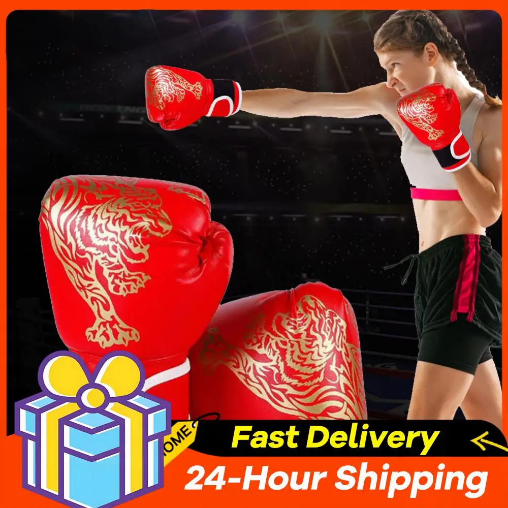 

1 пара боевых перчаток из искусственной кожи, детские боксерские тренировочные перчатки для кикбоксинга, женские/мужские боксерские перчатки, удобные боксерские перчатки