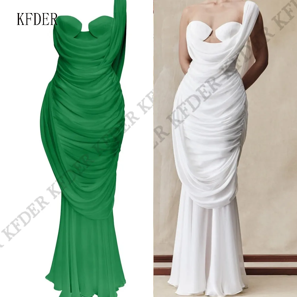 Attractive Green Sheath Formal Evening Dresses Sleeveless Prom Dresses Long Chiffon Special Occasion Party Gown Customized