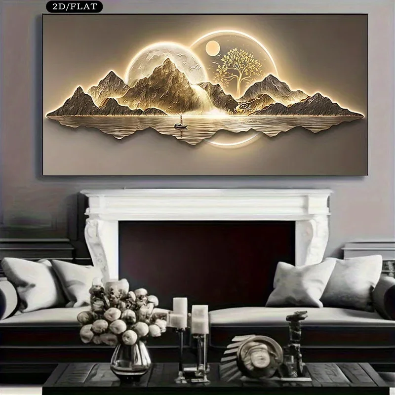 Large-sized 1pc frameless Canvas Painting Extra Large Modern Minimalist Mountain Range Canvas Print - Frameless Landscape Wall A