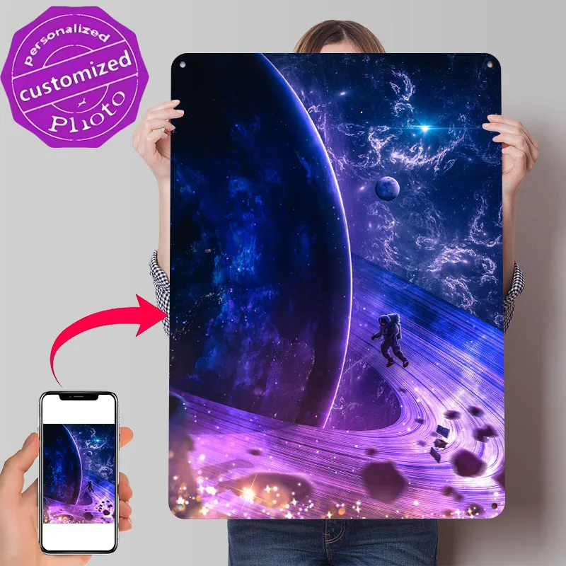 Deep Space Personalized 3D Textured Metal Poster Wall Art Tinplate Sign for Luxury Decoration Home Decorations Funny Signs House
