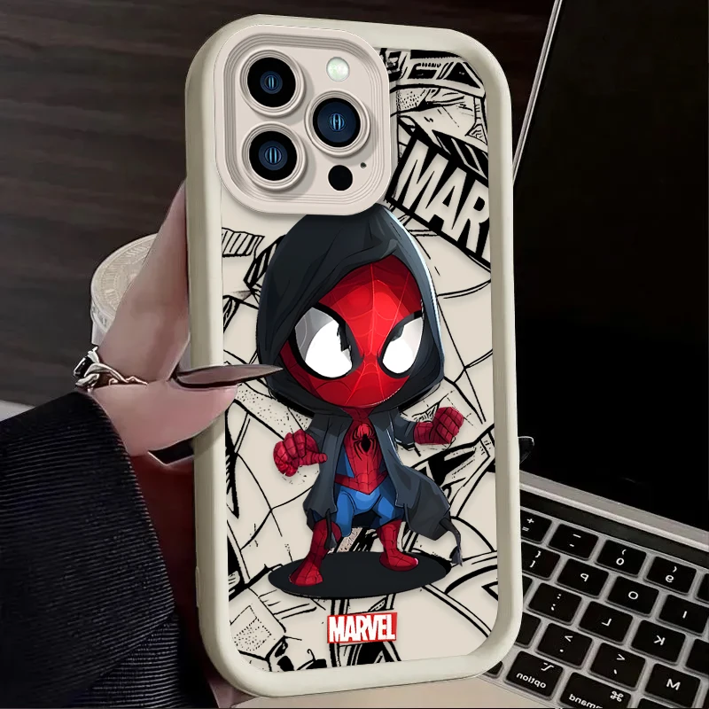 Funda de Marvel Spider Man para iPhone, carcasa protectora de silicona suave a prueba de golpes para modelos 16, 15, 14, 13, 12, 11 Pro Max, XS, X, XR, 8, 7, 6S Plus, SE 2020