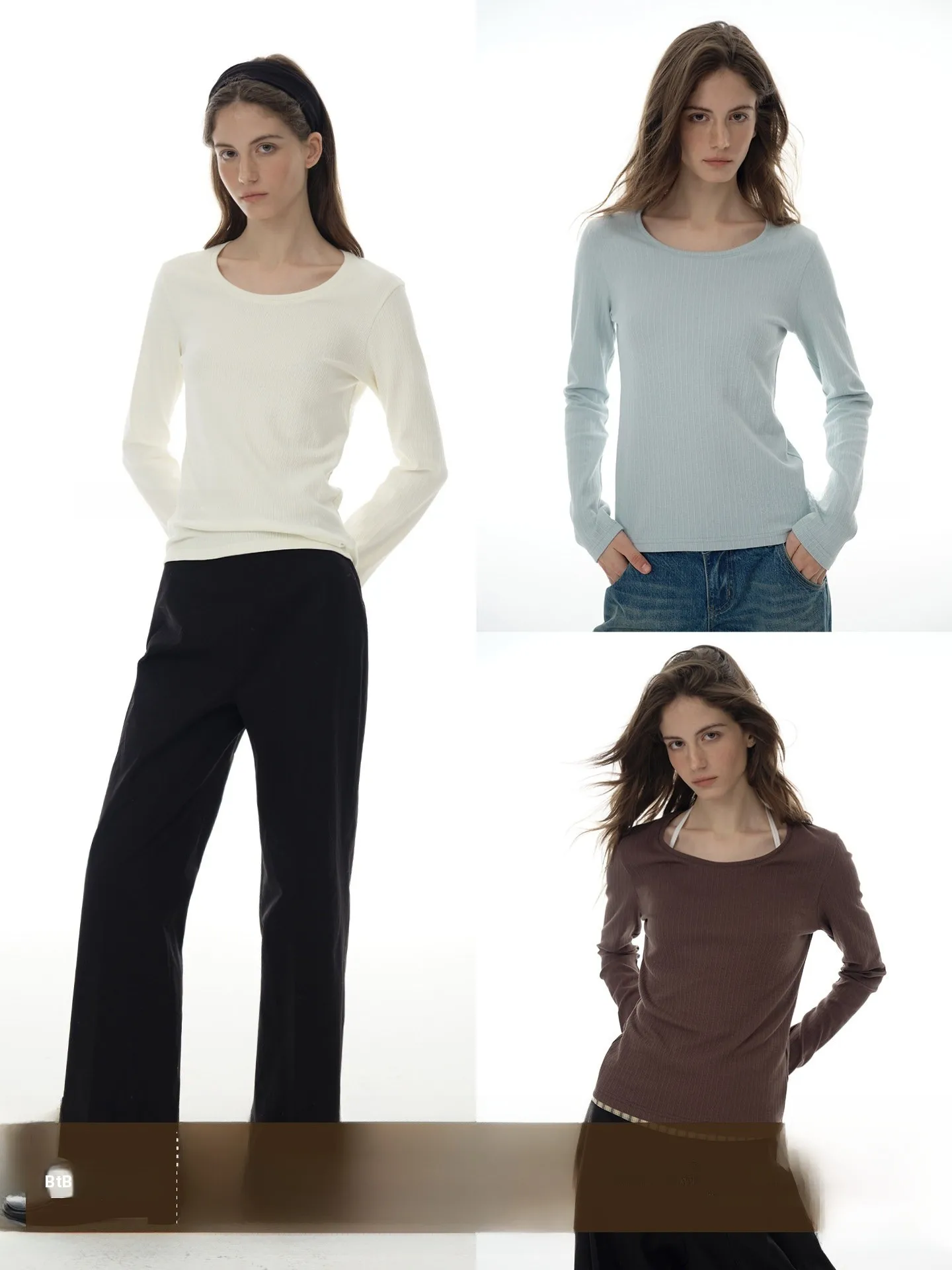 

Slim Fit Knitted Long Sve round Ne T-irt Women's Soft Pure Color Blo Base irt oulder Length Regular Fit Tee