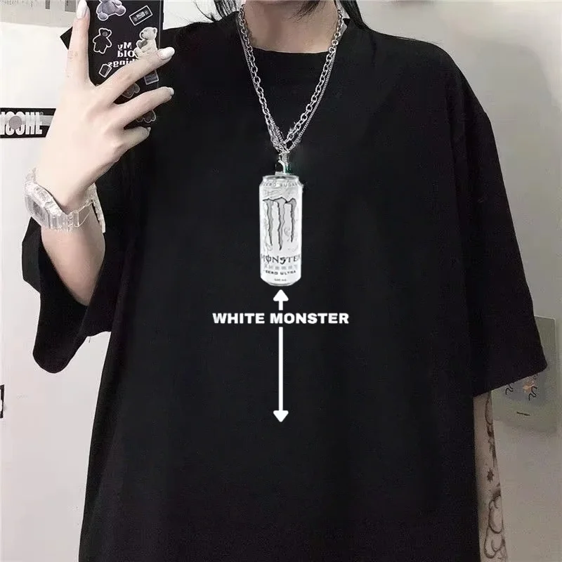 Venta caliente monstruo blanco divertido patrón meme camiseta de manga corta para hombres y mujeres cómoda camiseta unisex verano retro top