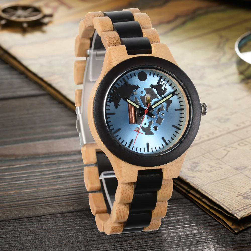Wooden Wristwatch Unisex Fashion Matte Luminous Dial Light Fold Clasp Gift Watch