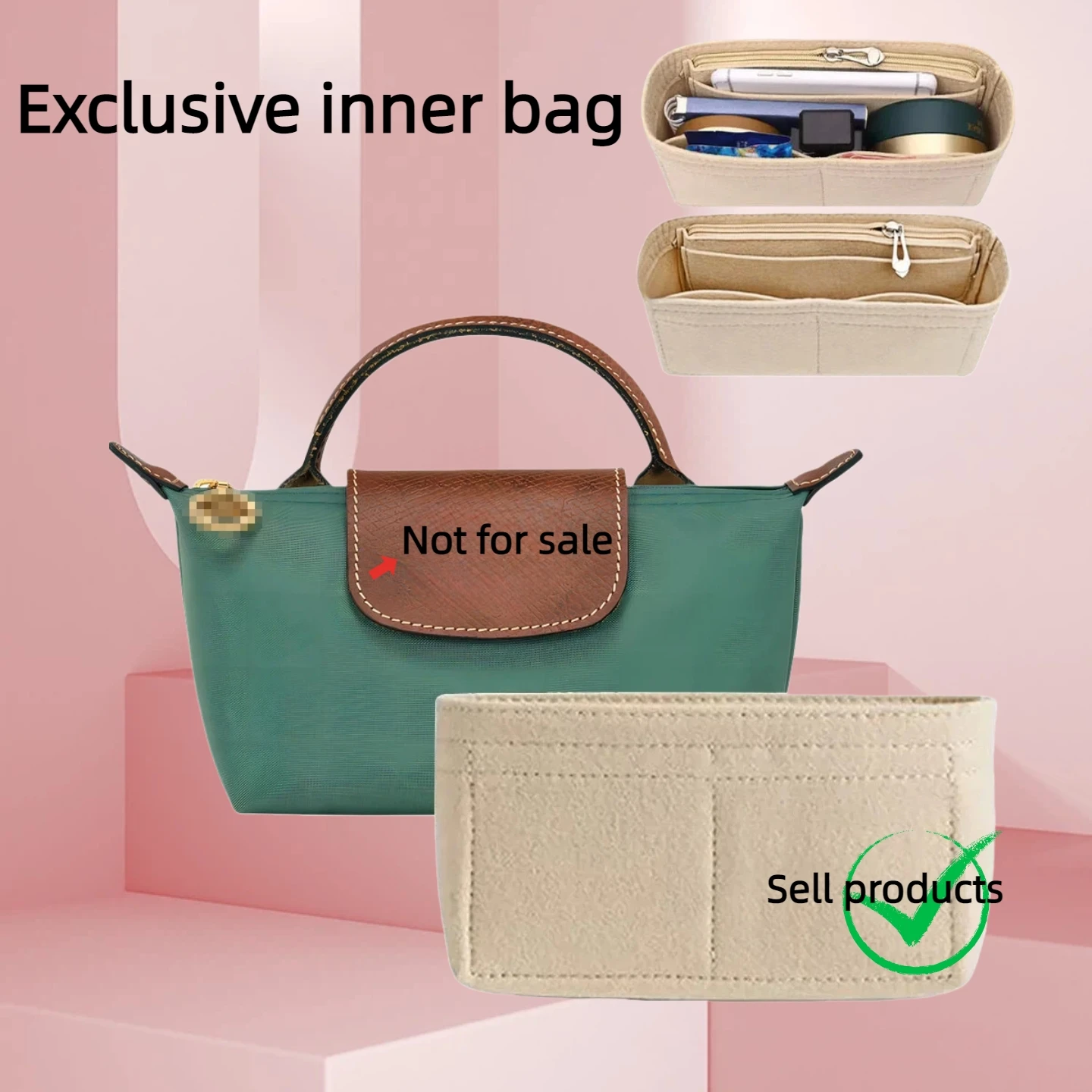 

Bag Organizer for Small Tote Bag Timid Bag Storage Accessoires Finishing Inner Bag Liner Handbags Insert Organizer fit Mini Size