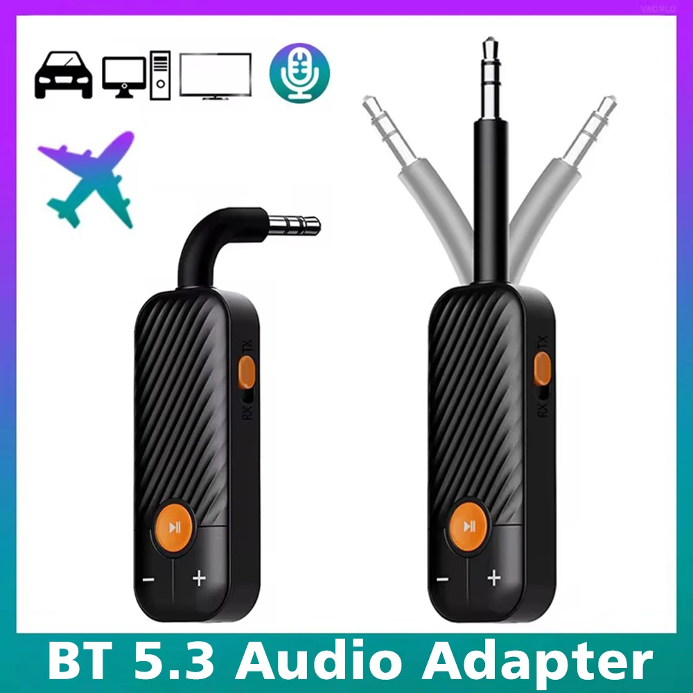2 In 1 Bluetooth 5.2 Audio Receiver Transmitter 3.5MM 3.5 AUX With Mic Stereo Music Wireless Adapter For Car Airplane TV PC