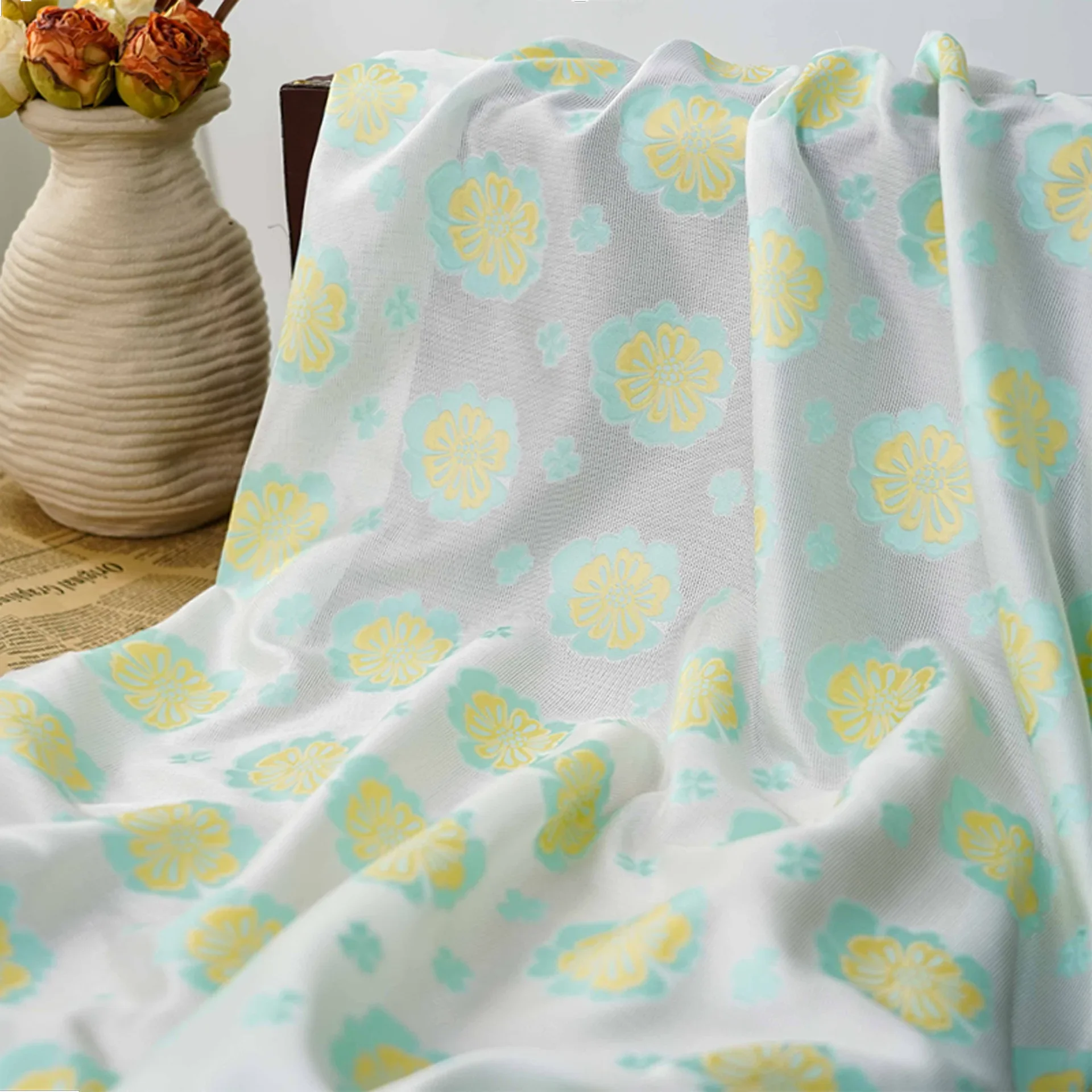1 Meter Small Daisy Woven Jacquard Fabric Spring Summer Dress Skirt Decorative Sewing Fabric