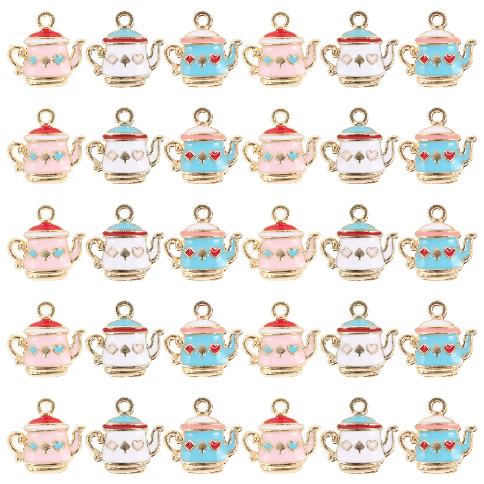 

30pcs Teapot Pendant Charms Zinc Alloy White Jewelry Making Supplies Necklace Bracelet Earrings Findings Keychain