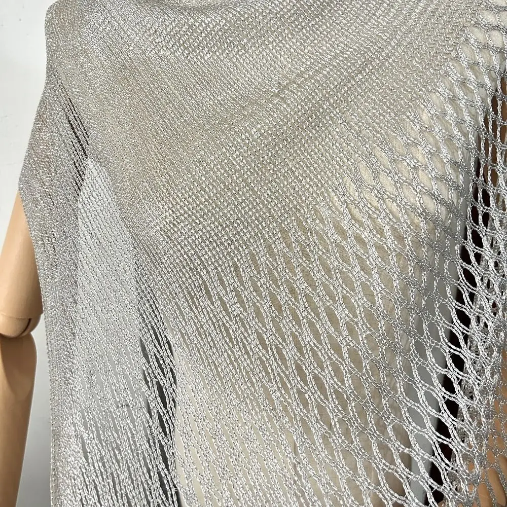 Treandy Multicolor Hollow Out Shawl Tassel Breathable Sun Protection Shawl Gold Silver Thread Photo Props Beach Scarves Vovation