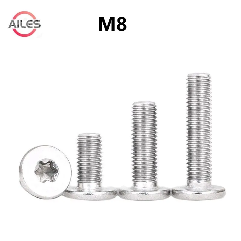 

304 Stainless Steel M8 CM Six Lobe Ultra Thin Flat Wafer Head Torx Anti Theft Screw Bolts