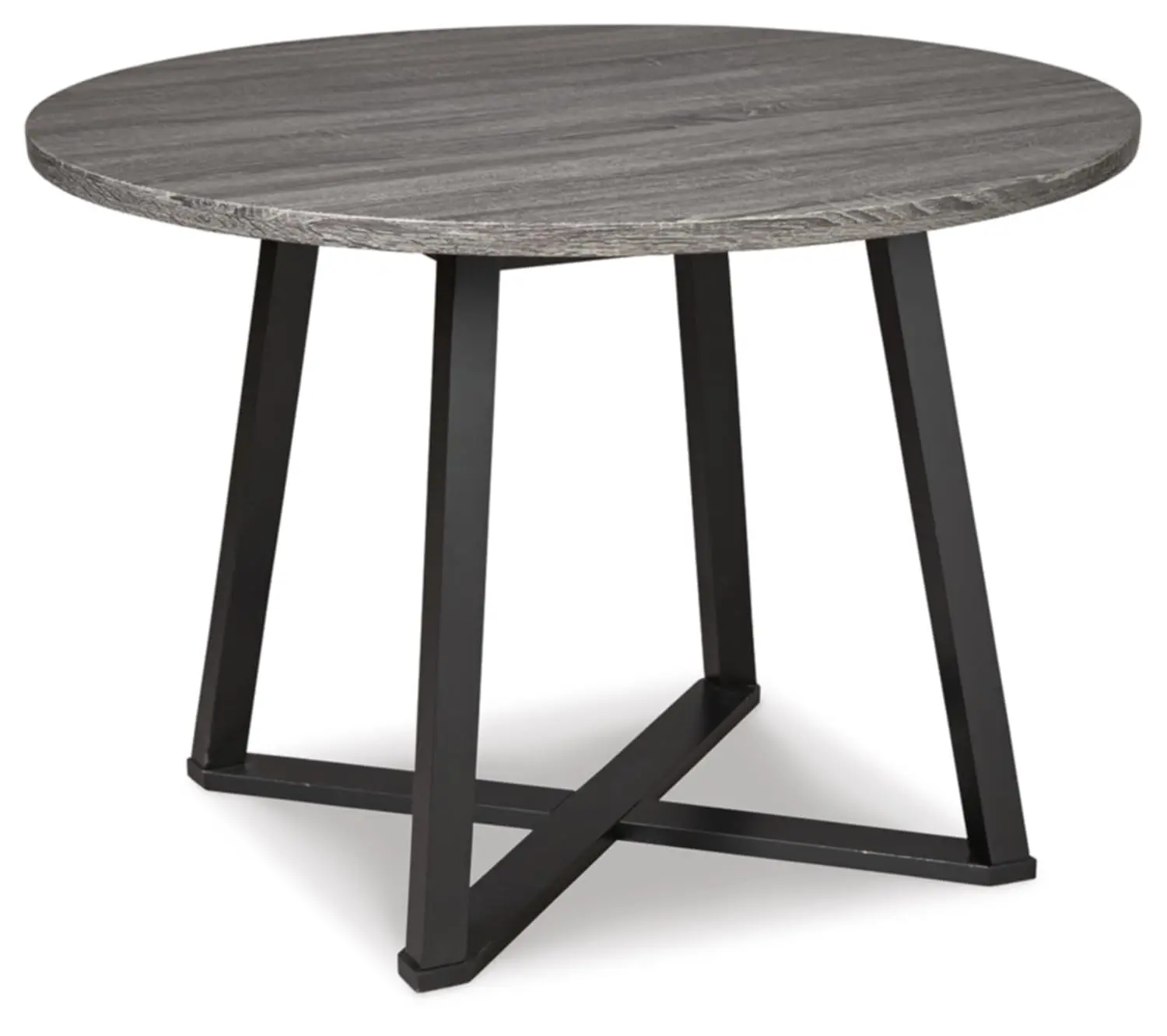 Signature Design by Ashley Centiar Mid Century Round Dining Room Table with Metal Legs, Gray & Black