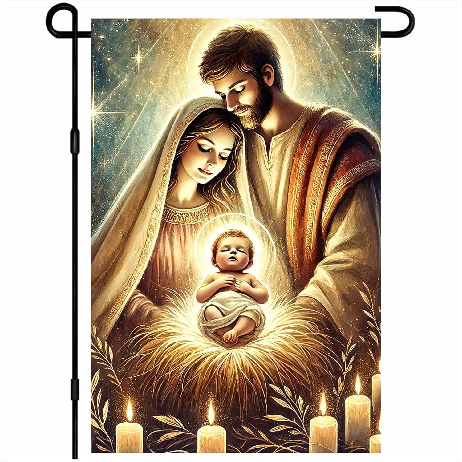 Nativity Scene Garden Flag 12x18 Inch Christmas Outdoor Decoration Holy Family Banner Jesus Birth Religious Yard Flag Double PPM