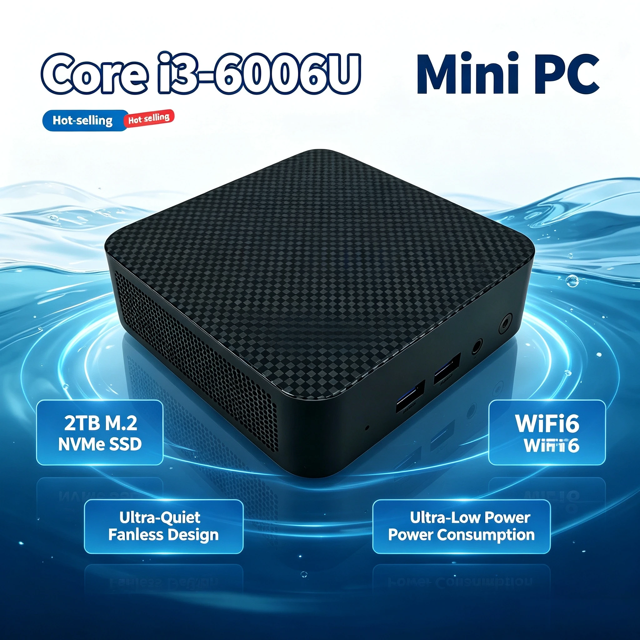 Mini PC Intel Core i3 6006U 2026 16GB DDR4 M2 NVMe SSD Triple 4K 60Hz WiFi6 Silent Cooling Office Home Desktop