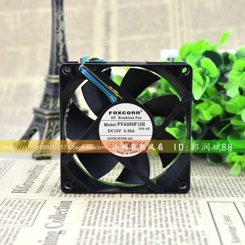 

New Fan FOXCONN PVA080F12H 8020 12V 0.36A 4-wire 8CM Cooling Fan 80*80*20mm