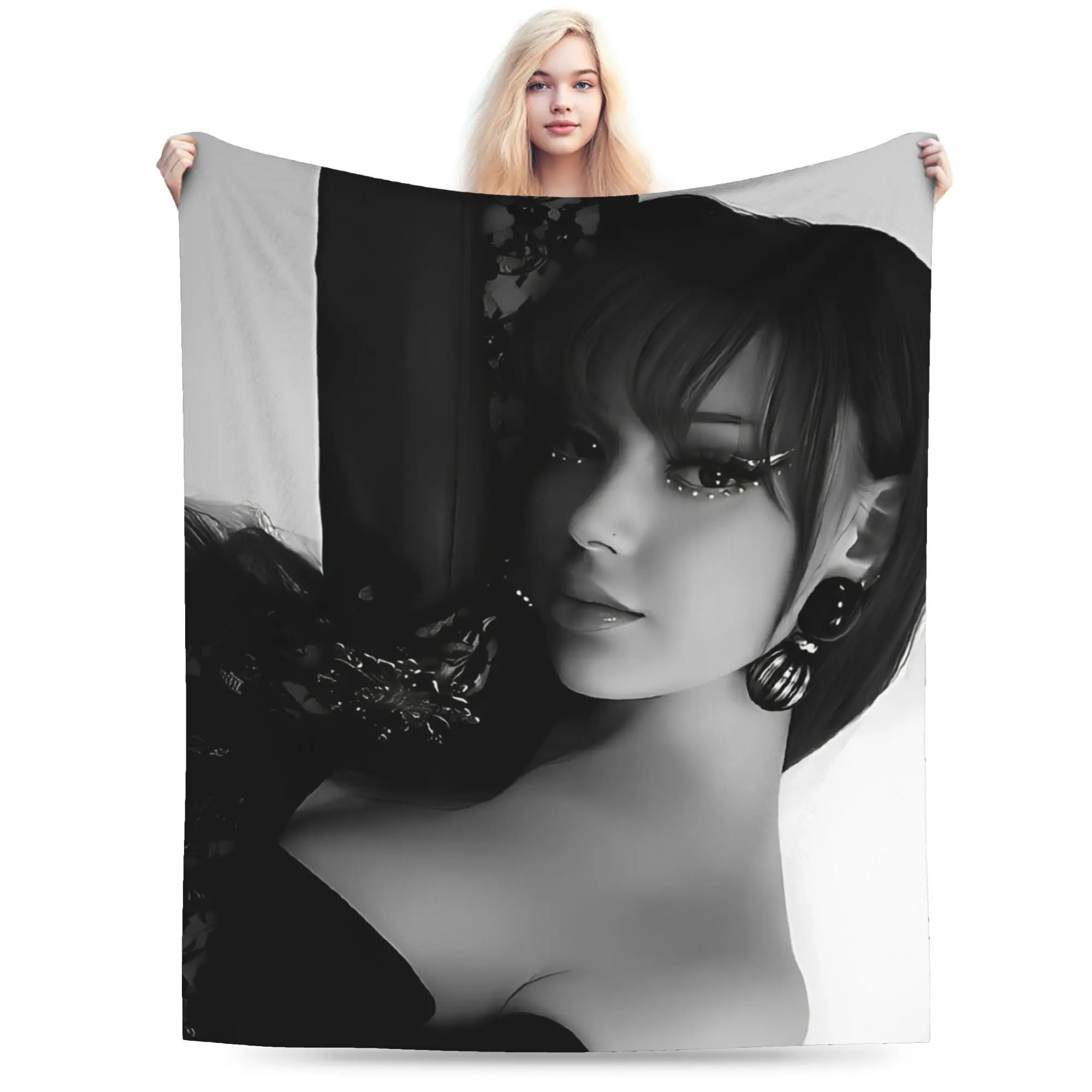 Singer Aylivas Blankets Flannel Print  Multi-function Lightweight Thin Throw Blankets for Home Bedroom Bedspread