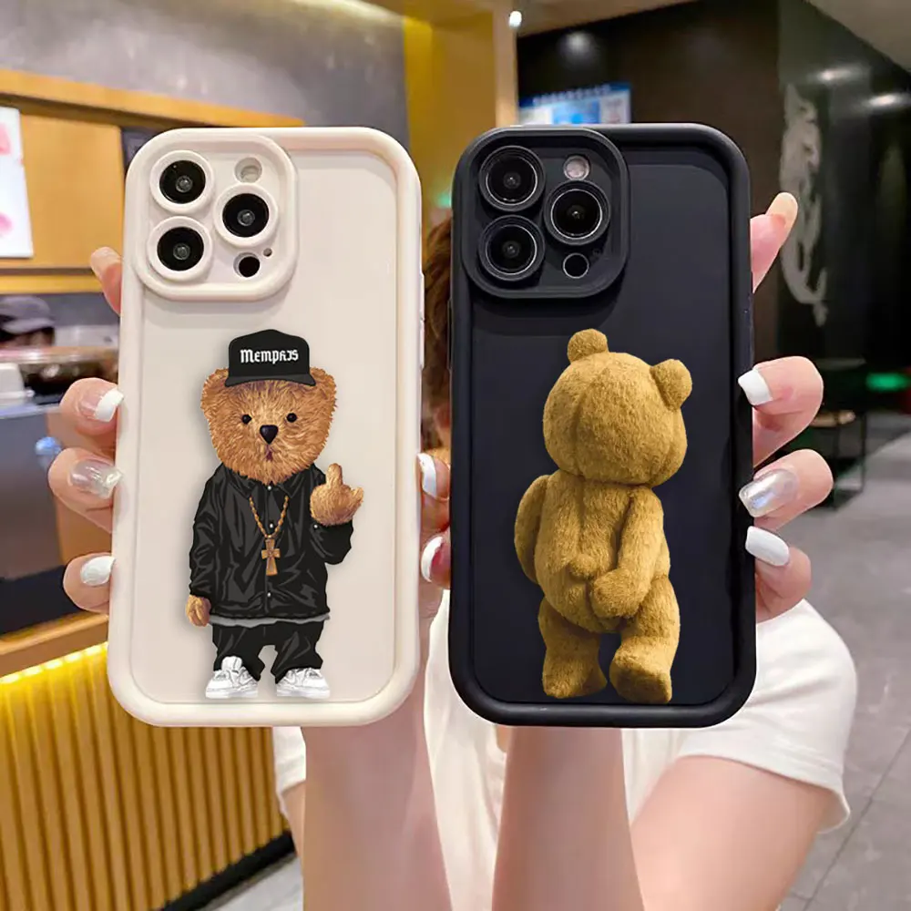 Fashion Cartoon Teddy Bear Cover Phone Case For Oneplus 11 10R 8T NORD CE 4 LITE ACE 2 3 Google PIXEL 7 8 7A 8A 9 Case Funda