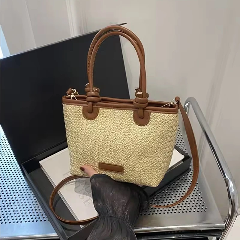 Neue Stroh Gewebte Umhängetaschen Für Frauen Sommer Urlaub Eimer Schulter Taschen Sommer Am Meer Strand Handtaschen – Detail 14